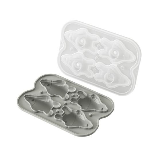 Eiswürfelform mit Deckel Liegender Bär Flexible Silikon-Eiswürfelform Auslaufsicher Stapelbarer Eiswürfel-Aufbewahrungsbehälter für die Heimbar