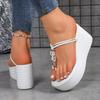 Fashion 2025 Fashion Ladies Shoes Open Toe Women's Slippers Summer Outdoor Casual New Metal Decoration Plus Size Solid Platform Slippers
