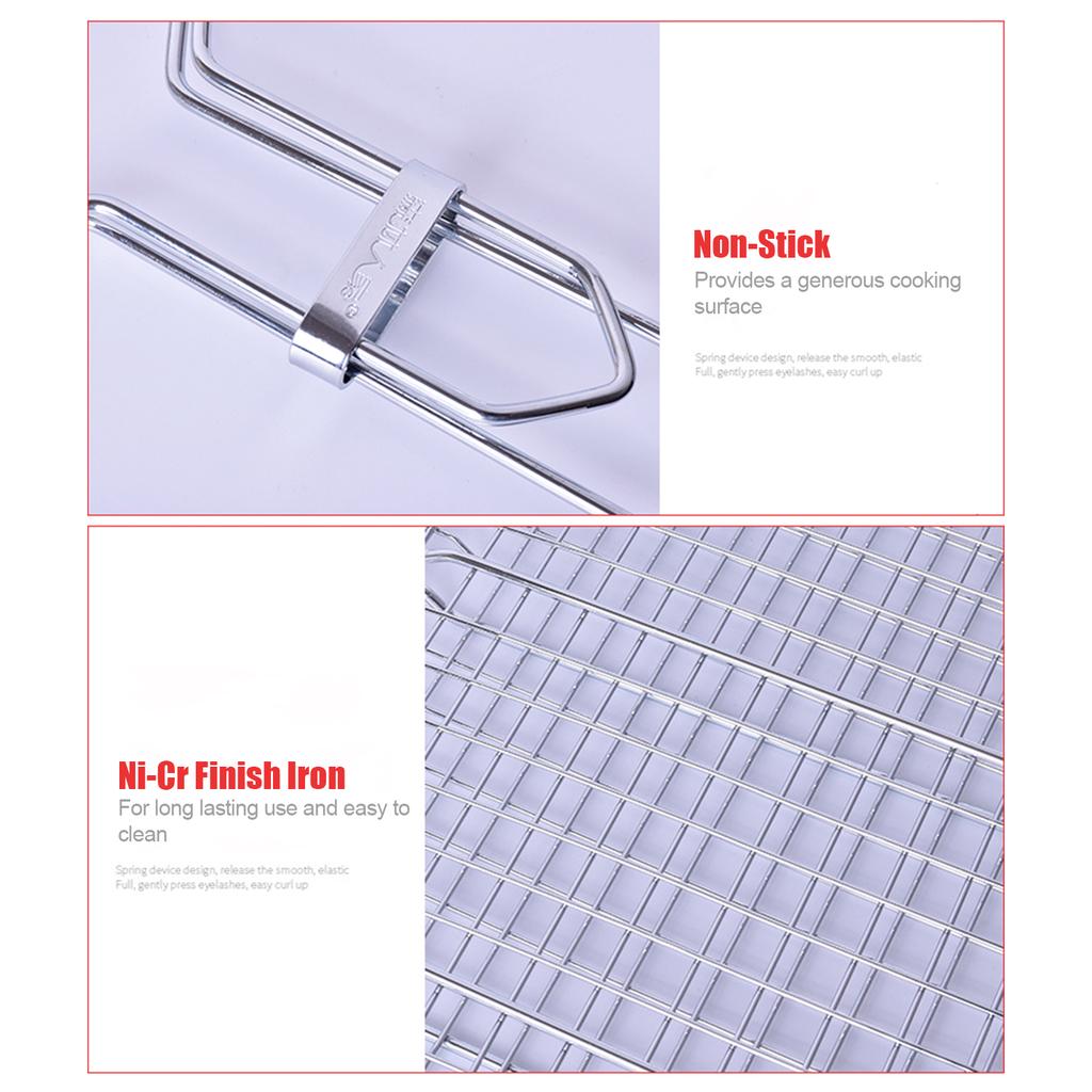 Grilling Basket Non-Stick Barbecue Basket Heavy Duty BBQ Tools Grill Basket for Meats Fish Vegetables Steak