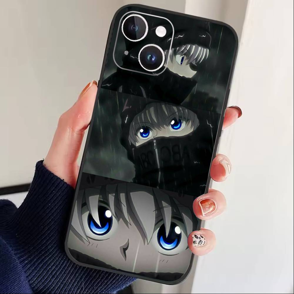 G-Killua Zoldyck K-Hunter X Hunter Phone Case For iPhone 17 16 15 14 13 12 Max Plus Silicone Black Cover