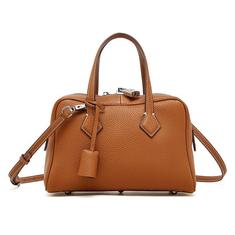 Premium Light Luxury First-layer Leather Victoria Bag Versatile Oblique Span Commuter Bag Genuine Leather Women's Pillow Bag