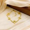 TikTok-Style Four-Leaf Clover Diamond Bracelet: Women's Luxurious Gold-Tone Titanium Steel Jewelry