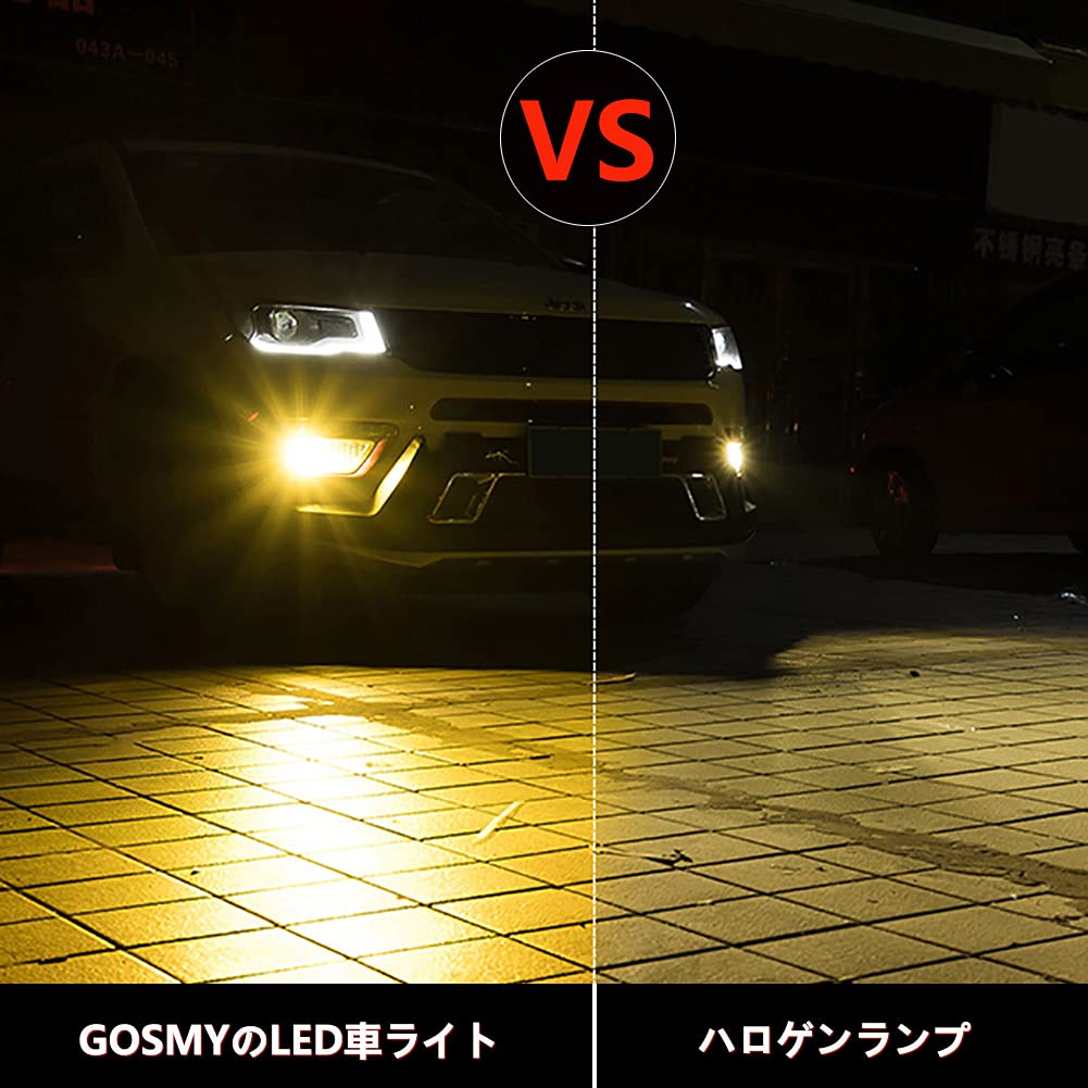 GOSMY LED-Nebelscheinwerfer Kompatibel mit 12V CSP Über Stunden Lebensdauer der Birnen, H8, H11, H16, Gelb, Fahrzeuge, 2000LM, Chip, 3000K, 50.000 (Paket 2)