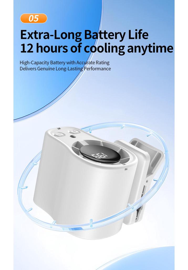Portable USB Waist Fan with Digital Display - Large Capacity, Versatile, Mini Outdoor Neck-Hanging Design