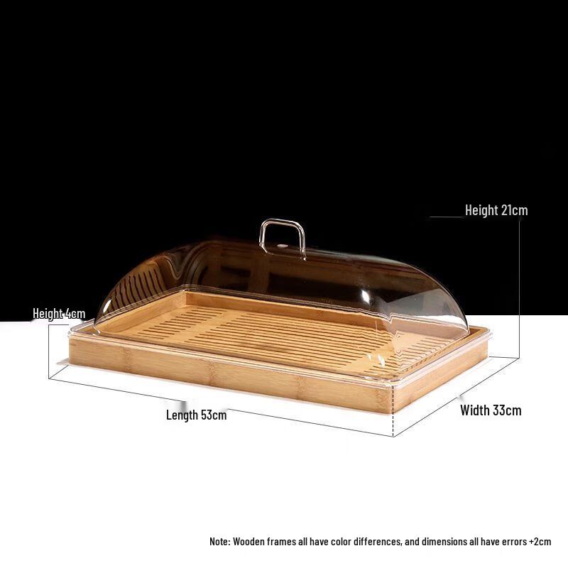 Wooden Food Display Tray with Transparent Dust Cover