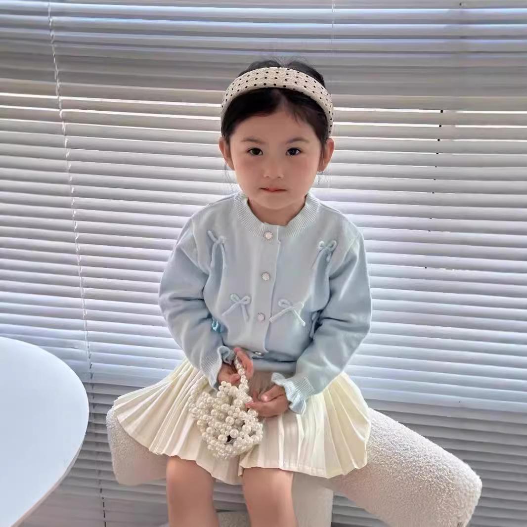 

Кардиган с бантом для девочек осень/зима 2024 г.: Милый свитер в корейском стиле 130 cm