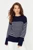 Women's Fashionable Stylish Sweater Black Wide Fit Couple Striped Knitwear Sweater