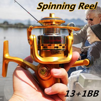 Spinning Angelrolle 13 + 1BB Vollmetall-Angelrad Bass Karpfen Trolling Angelrolle Angelgerät