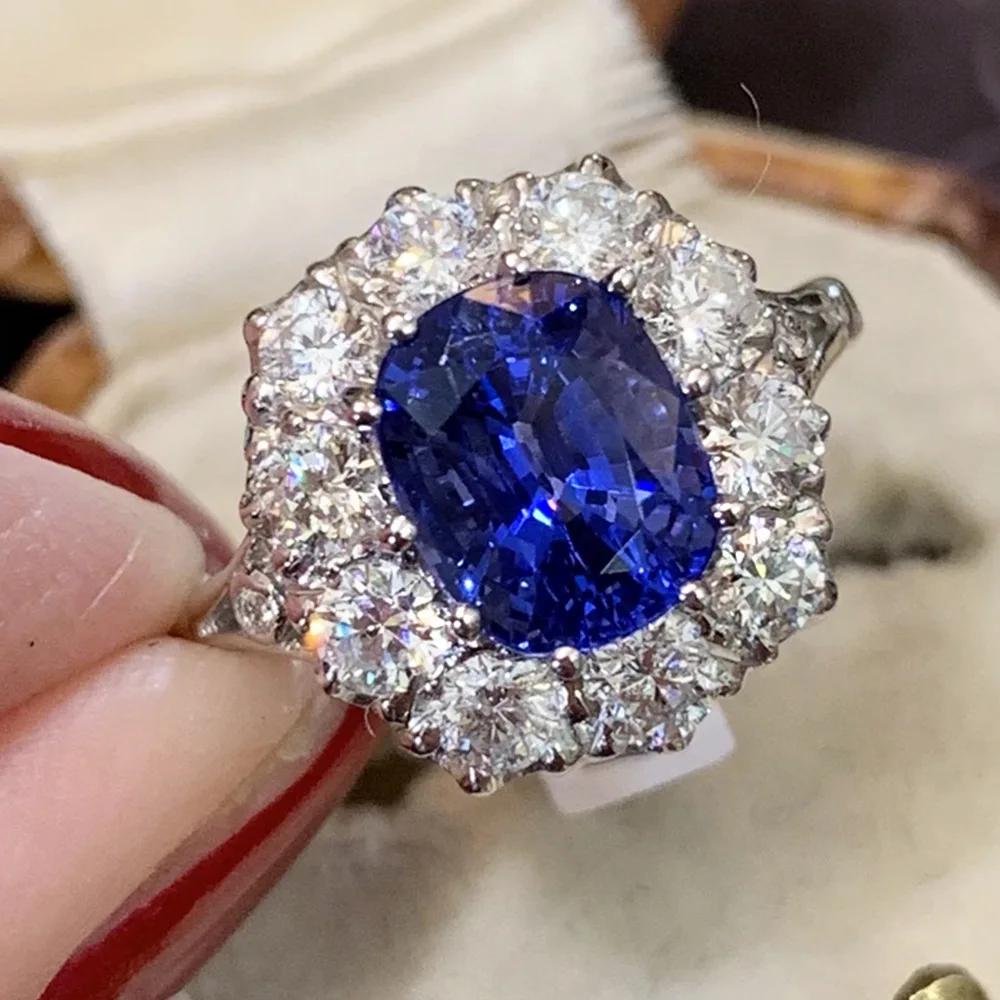 2026 Luxury Prong Setting-Rings for Women with Deep Blue Zircon Stone Anniversary Gift   Wife Micro Paved Middle