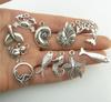 50 Tibetan Silver Mixed Seahorse Shell Starfish Turtle Ocean Charms Pendant and 100pcs Flower Beads Caps Jewelry DIY Accessories