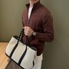 Men's Autumn & Winter Stand-Up Collar Patchwork Cardigan Sweater - Thick Cotton, Solid Color Knitwear