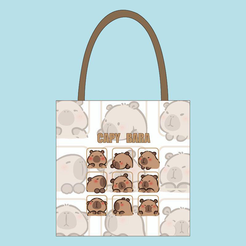 2025 Cute Capybara Canvas Shoulder Bag - Large Capacity Schoolbag for Women