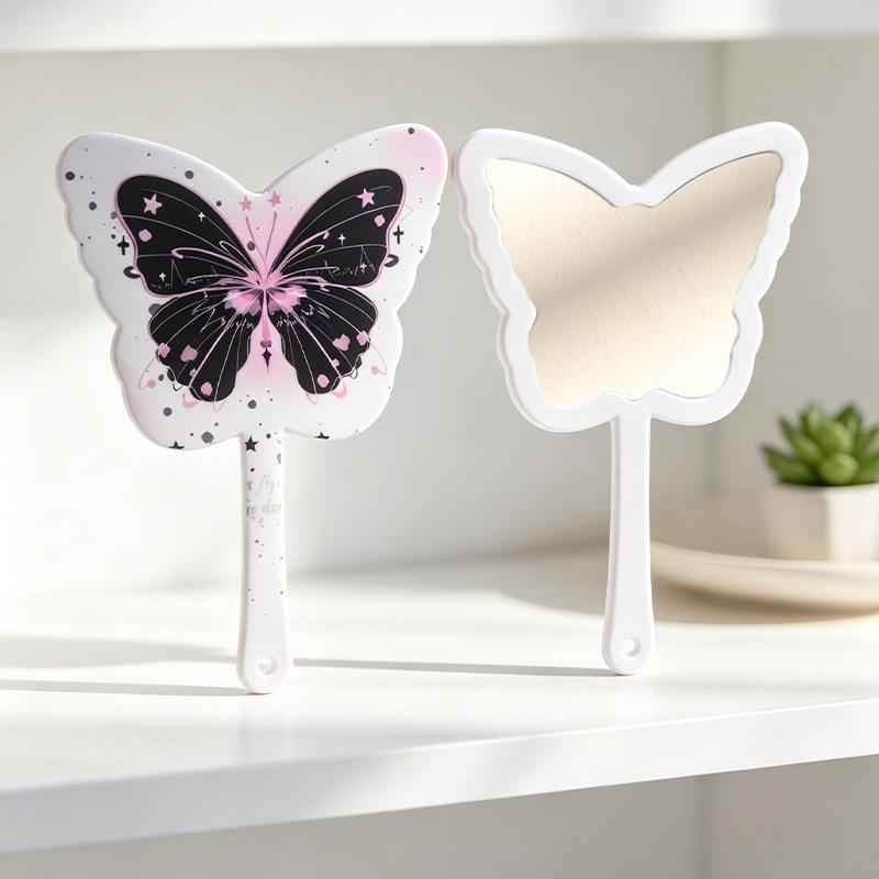 Espelho de Maquiagem Portátil HD de Mão Borboleta para Meninas