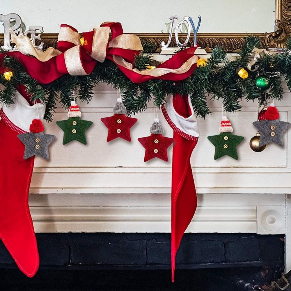 Handmade Crafts Knitted Hat Wool Felt Christmas Tree Decoration Hanging Pendant Ornaments Stars