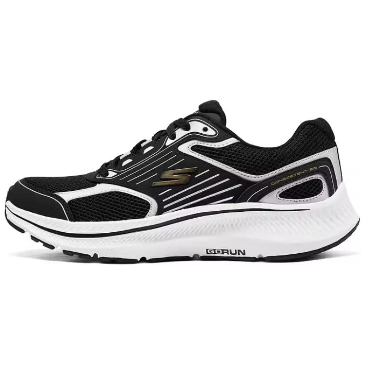 Skechers Go Run Consistent 2.0 Легкие Удобные Амортизирующие Прочные Низкие Беговые Кроссовки Мужские кроссовки Черный Серебристый 220868-BKSL