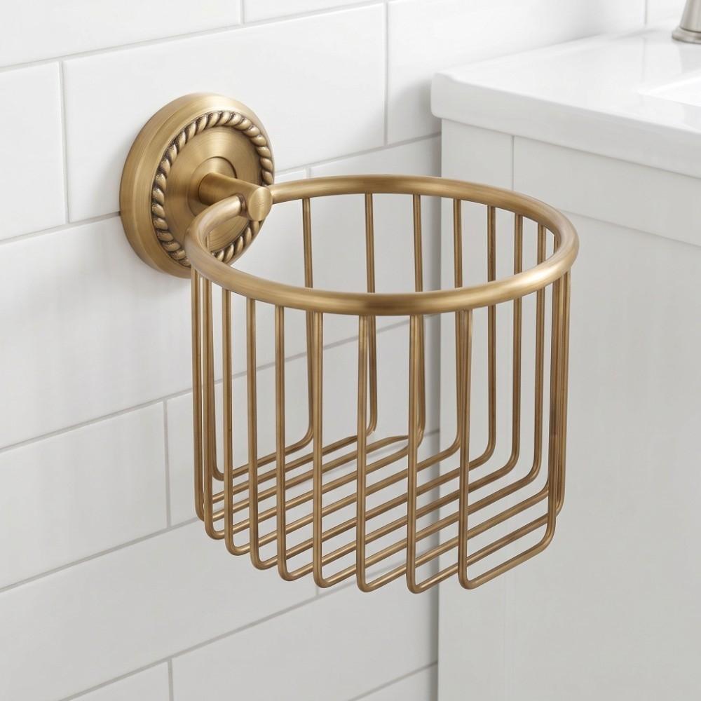 Copper Toilet Paper Rack Hollow Out Tissue Roll Basket Tissue Dispenser Home Apartment Dorm
