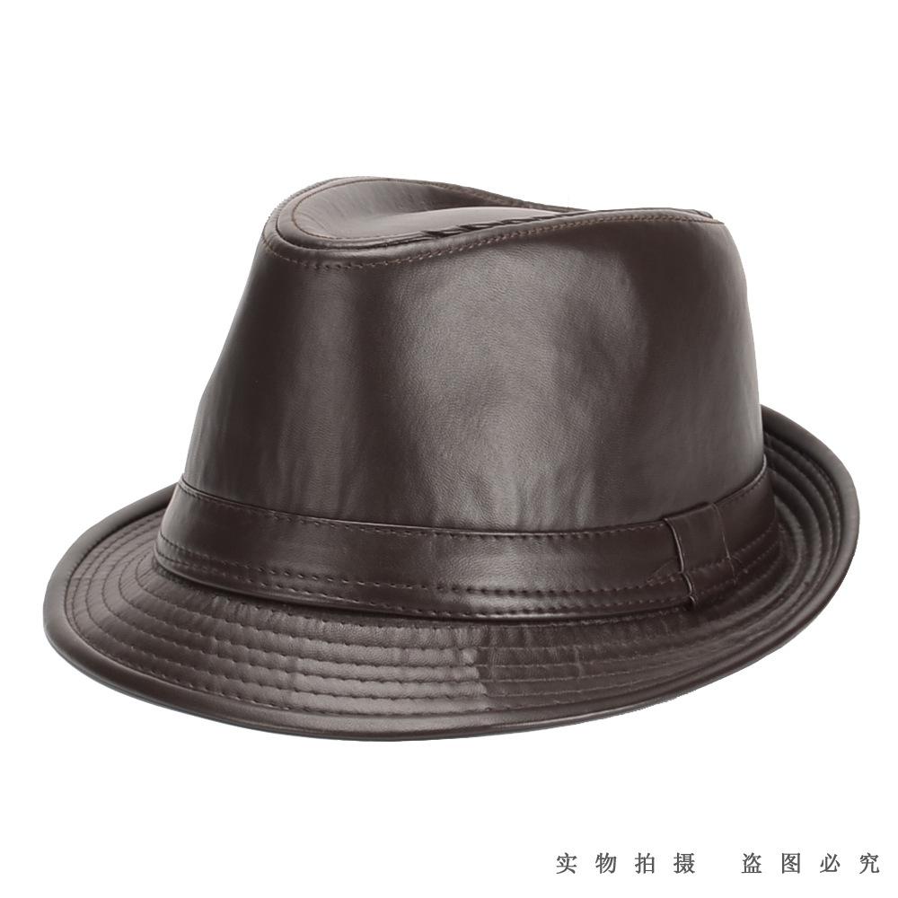 Autumn And Winter New British Men'S Top Hat Woolen Hat Middle-Aged And Elderly Men'S Jazz Hat Hat Leather Top Hat