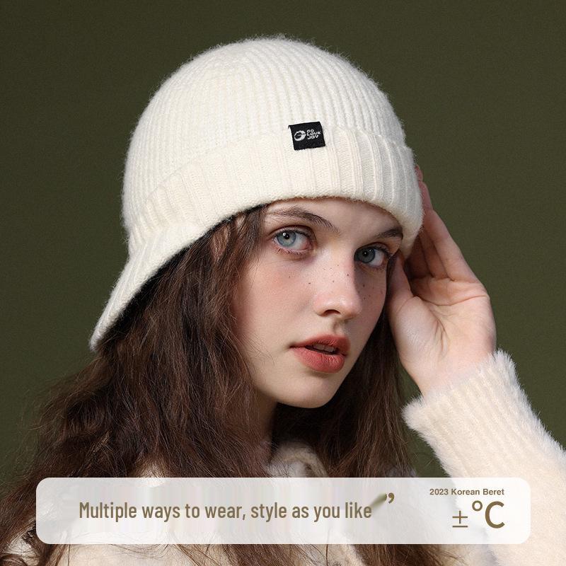 Women's Windproof Wool Knitted Hat with Ear Protection – Warm Duckbill Cap for Autumn and Winter