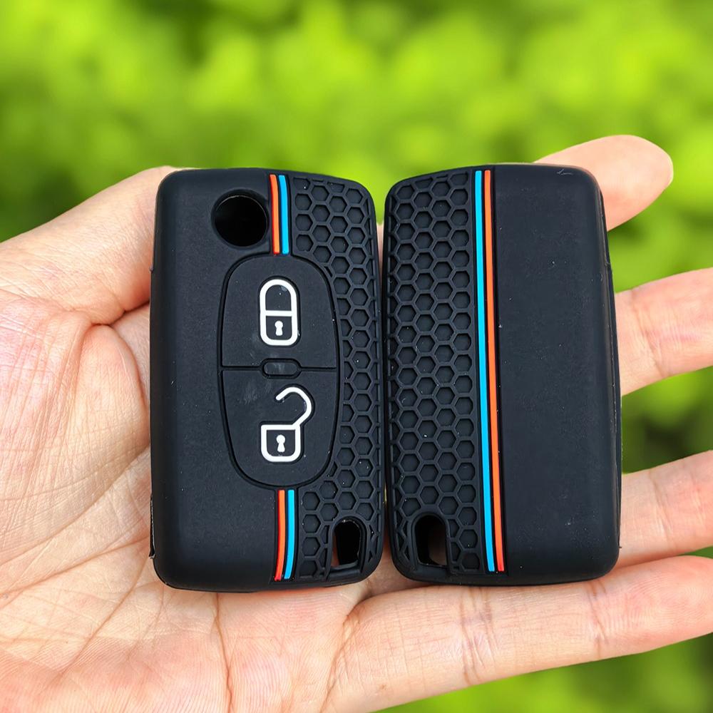 For Citroen C2 C3 C4 C5 C6 Xsara Berlingo for Peugeot 207 307 308 407 607 807 Silicone Car Key Case Cover Keychain Fob Shell