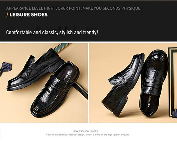Herren Echtleder Slipper - Herbst/Winter 2025, Business Casual, Britischer Stil, Weiche Sohle, Rutschfest, Ideal für Hochzeiten.