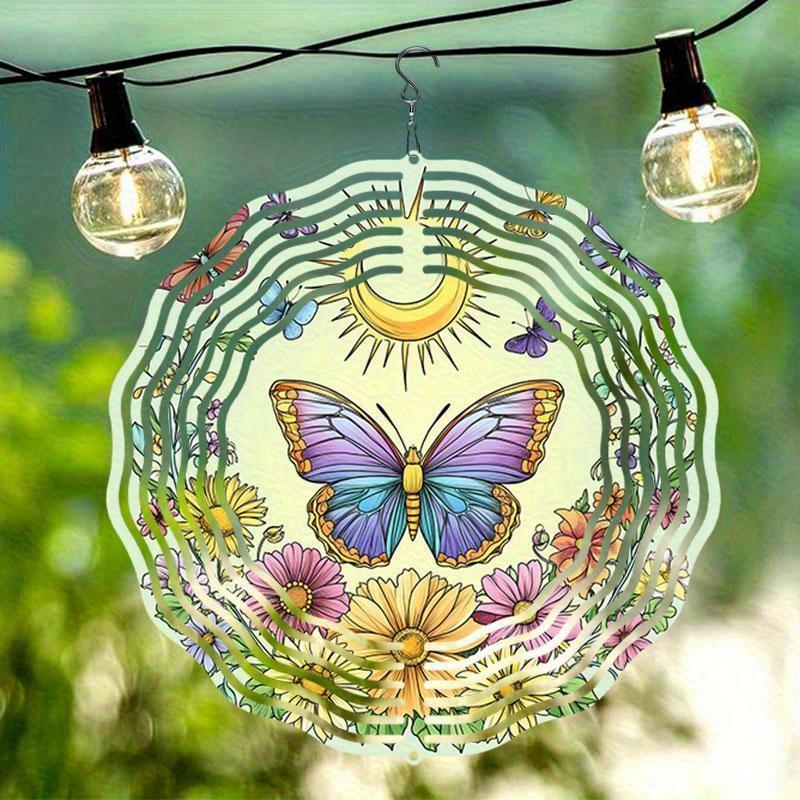 10 Inch Hanging Wind Spinner with 360 Degree Hook for Balcony Garden Decor Spring Summer Outdoor Decoration
