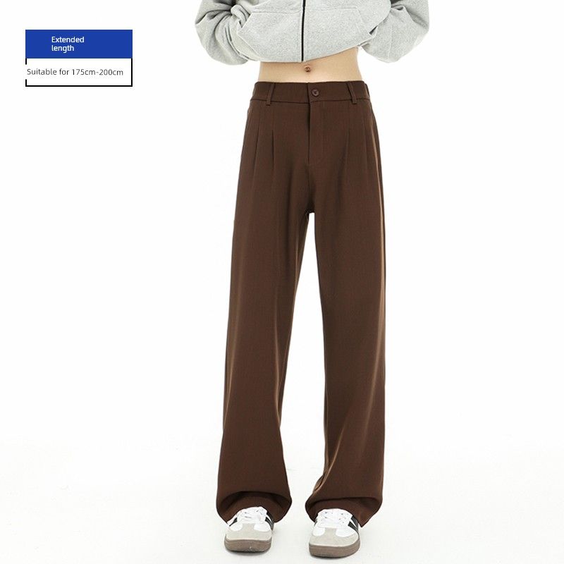 Dongjie No Logo Flus Spring Straight-Leg Drape Casual Dress Pants for Men, Wide-Leg Versatile Loose Floor-Length Trousers