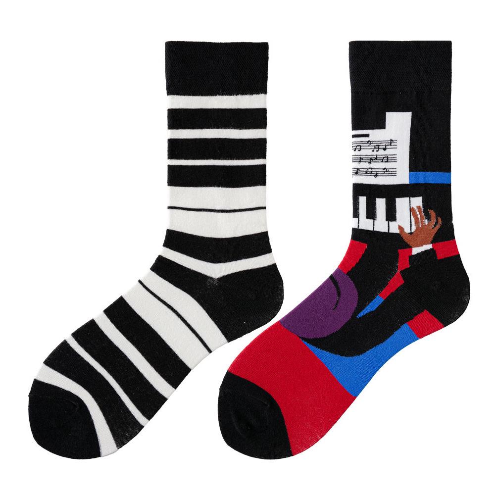 Asymmetric Colorful Christmas Cotton Socks for Couples