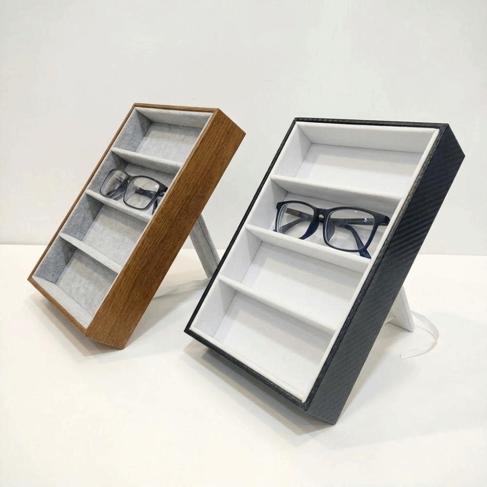4-Fächer Brillen-Aufbewahrungsständer Display Optisches Display-Gehäuse Brillen-Aufbewahrungsbox Store Display