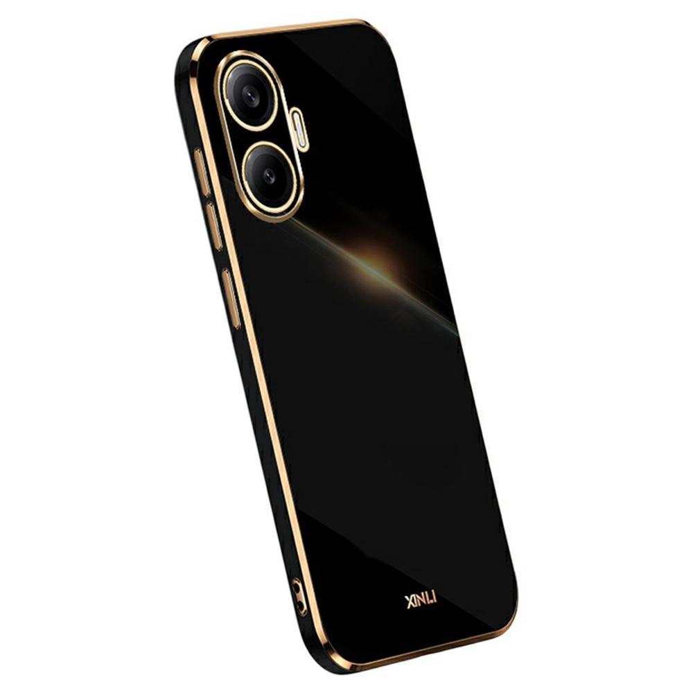 

XINLI For Xiaomi Poco F7 5G/Redmi Turbo 4 Pro 5G Case TPU Phone Cover with Electroplating Frame Black