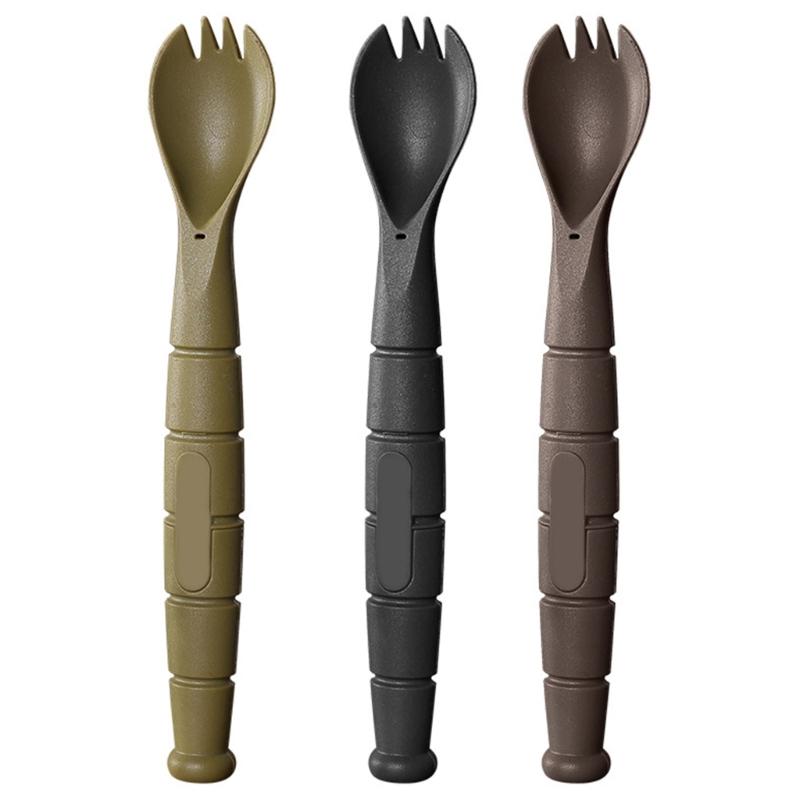 3-i-1 Utomhus Campingbestickset Kompakta Korrosionsbeständigt Stål Gaffel Sked Kombinationer för Ryggsäcksvandring Vandring och Picknicks