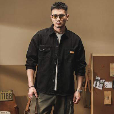 American Retro Tooling Shirt Men'S Long-Sleeved Loose Tough Guy Hunting Coach Jacket Pure Cotton Jacket