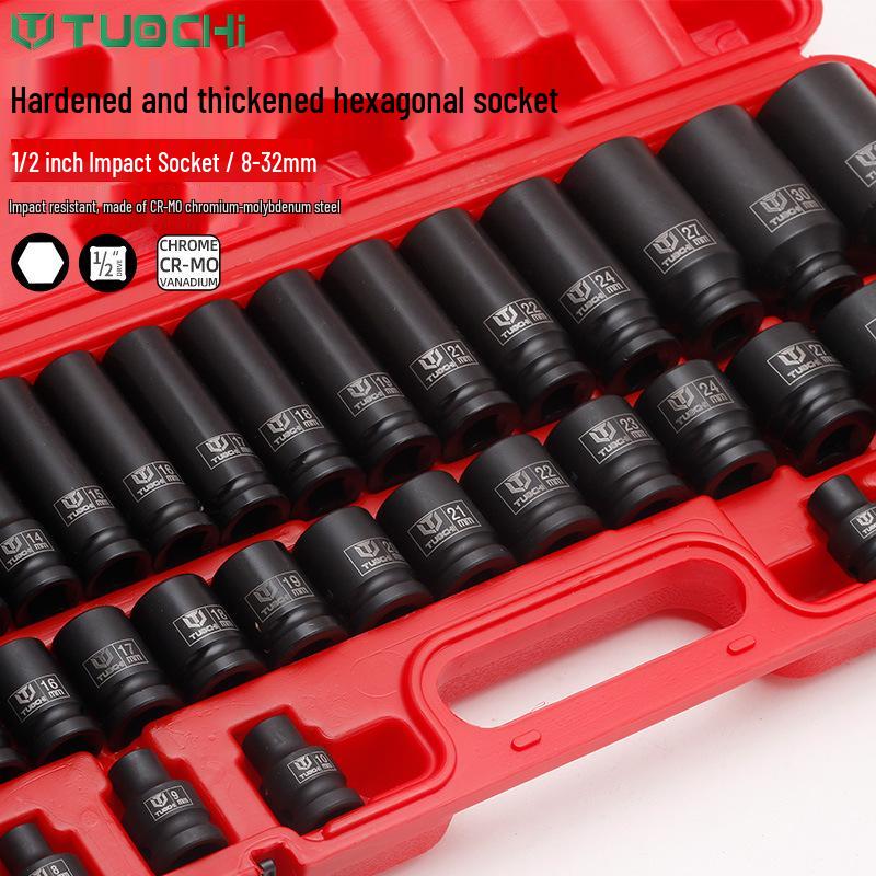 35-Piece Heavy-Duty 1/2 Inch Hex Impact Socket Set for Cars