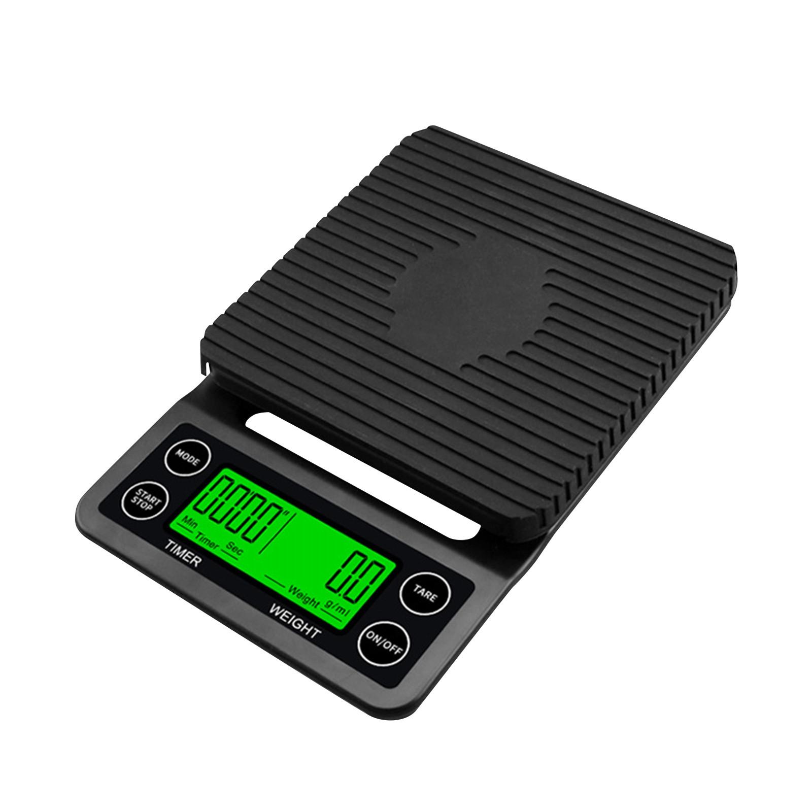 

Кофейные весы с таймером, цифровые весы 3 кг/0,1 г, 3 режима заваривания, регулируемые соотношения и отображение скорости потока, класс для пуровера, френч-пресса One Size чёрный