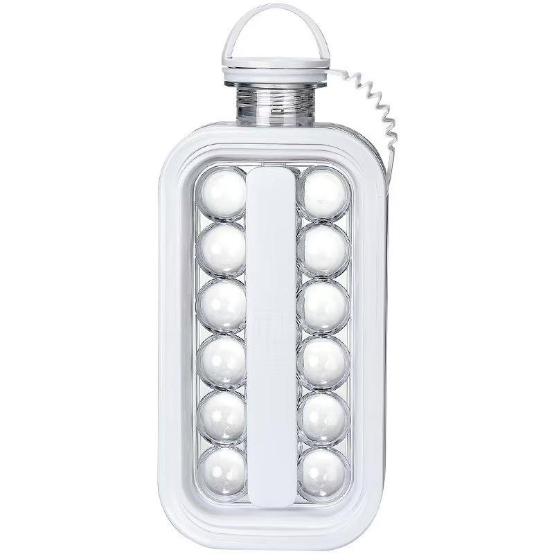 Ice Cube Tray 2-In-1 Portable Puck Making Water Bottle 17-Grid Silicone Ice Mold Folding Ice Cube Maker Home Kitchen Bar Gadgets