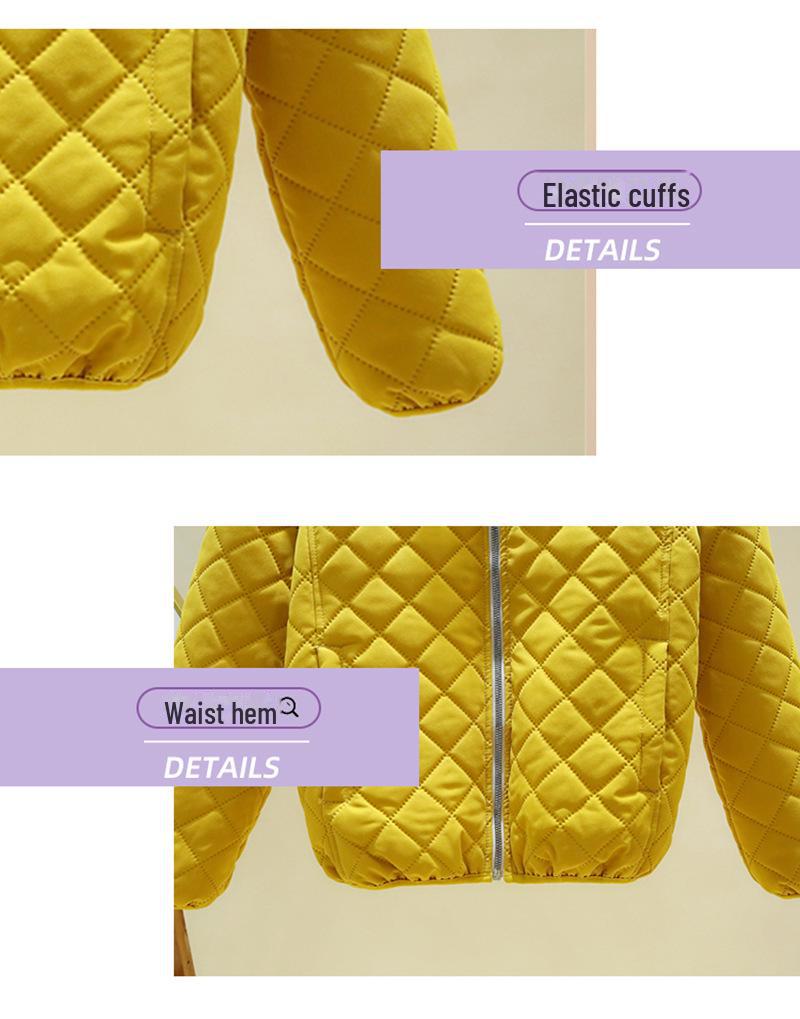 2024 Fall/Winter Women's Lambskin Cotton Coat - Stand-up Collar, Casual Loose Fit, Warm and Stylish Diamond Check Design.