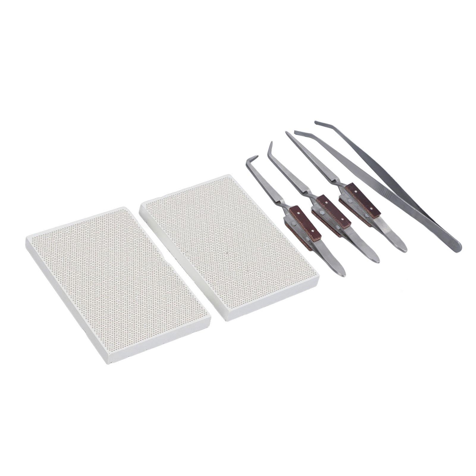 Solderingset voor Sieraden voor Beginners met 2 Keramische Platen 3 Pincetten en Tangen voor Sieraden maken en Reparatiegereedschap