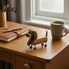 Dog Office Accessories Plaid Scarf Dachshund Figurine Retro Statue with Paw Tabletop Decor Print Charm Handcrafted Mini Puppy Desktop Decoration