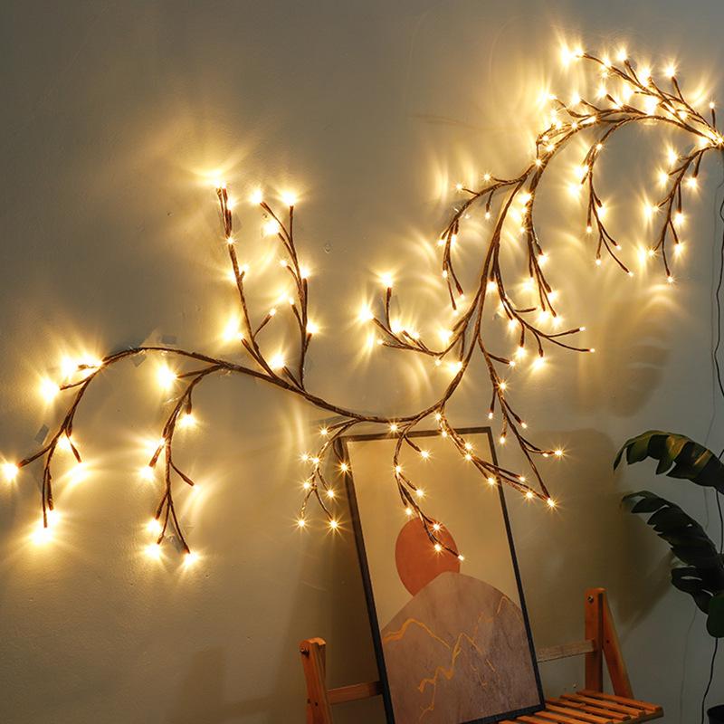 

Cross-Border Wedding Festival LED Rattan Branch Fairy String Lights for Indoor Wall Decoration 1.6m 72 LEDs USB 8 Functions теплый белый