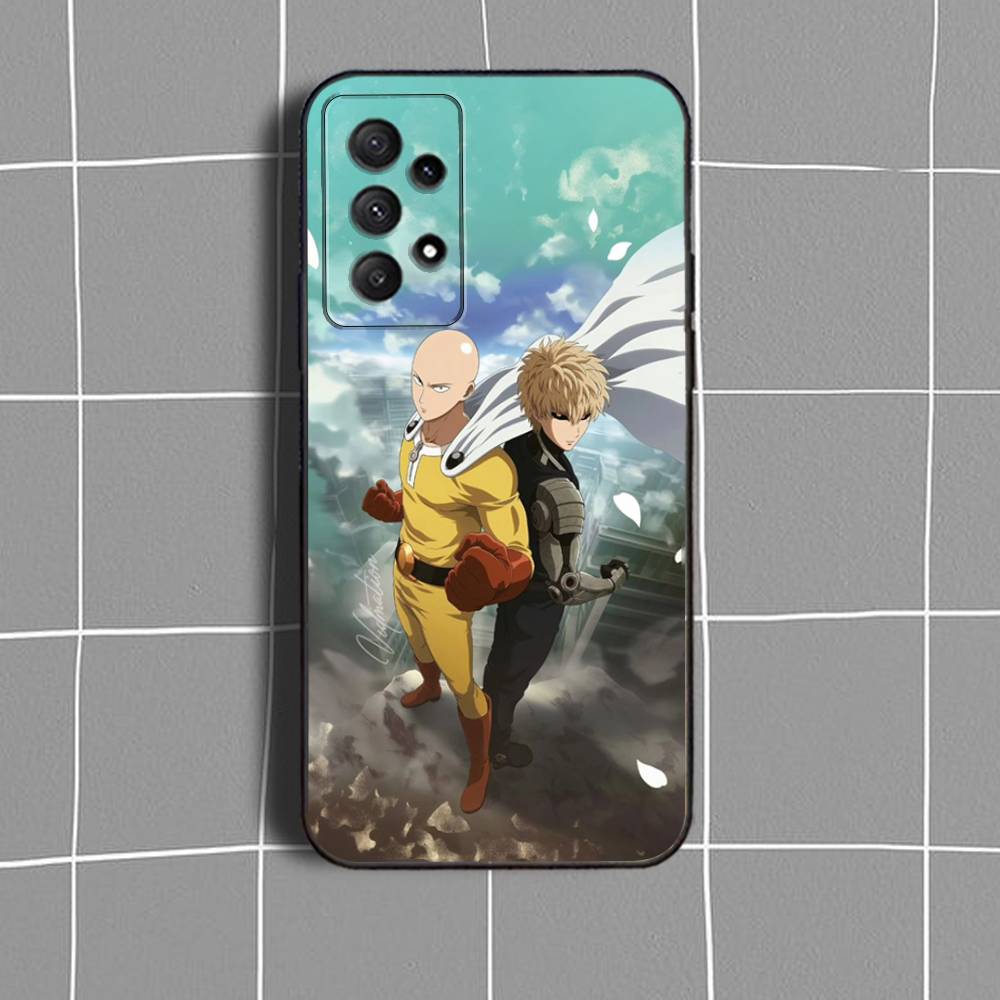 One P-Punch Man Saitama Phone Case For Samsung Galaxy A73,31,32,72,41,53,52,71,22,5G,Note,J7,8,9 Soft Black Cover