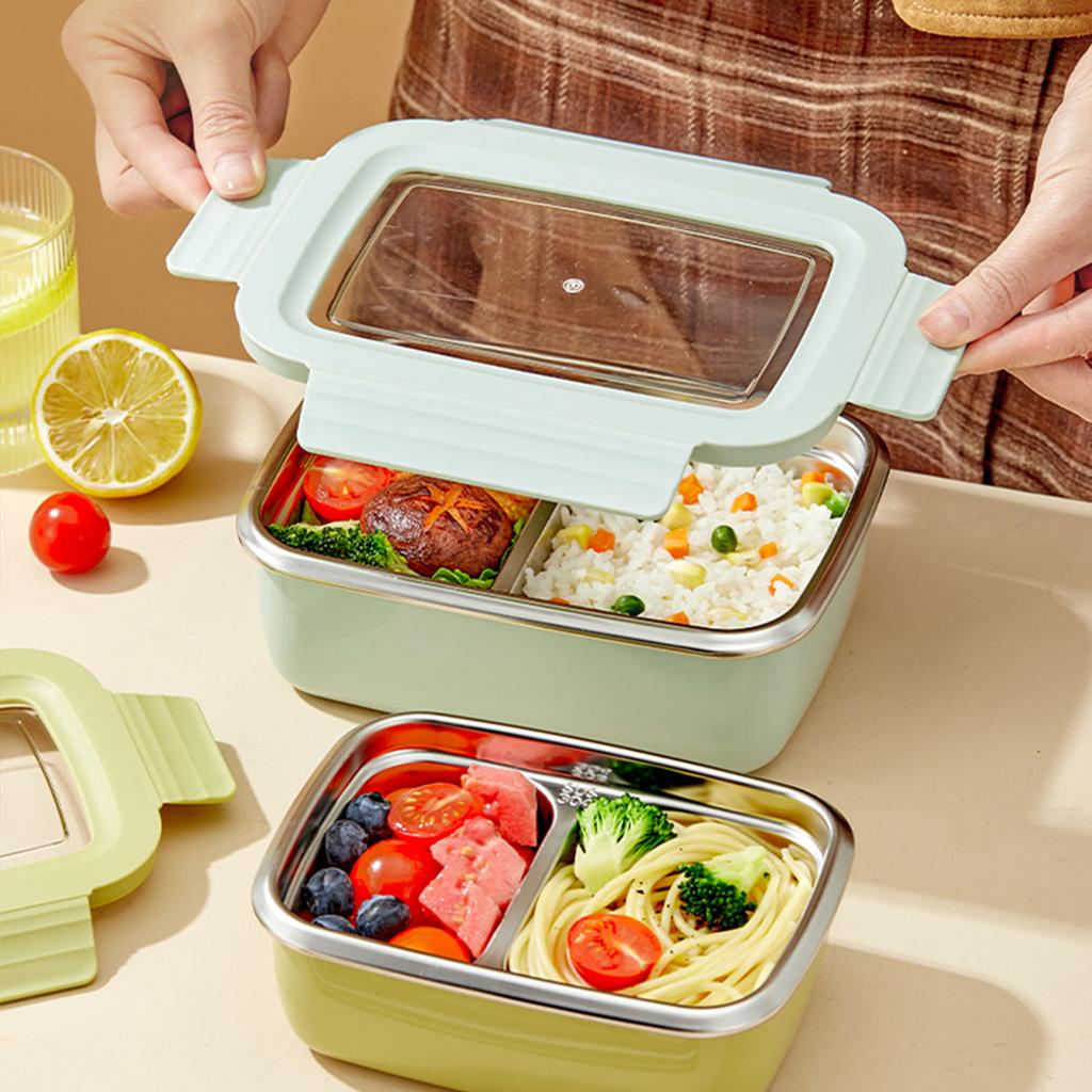 Picnic Portable Large Capacity Bento Lunch Box 1/2 Grids Leak-proof 304 Stainless Steel Food Container Microwave Safe