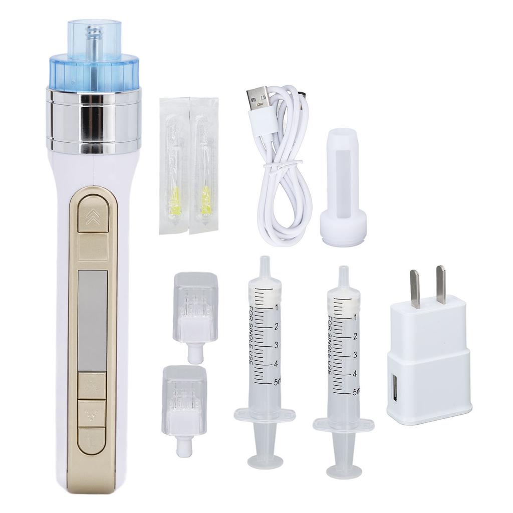 Skin Water Injection Pen Moisturizing Wrinkle Removal Serum Injection Beauty Device Gold 100‑240V US Plug