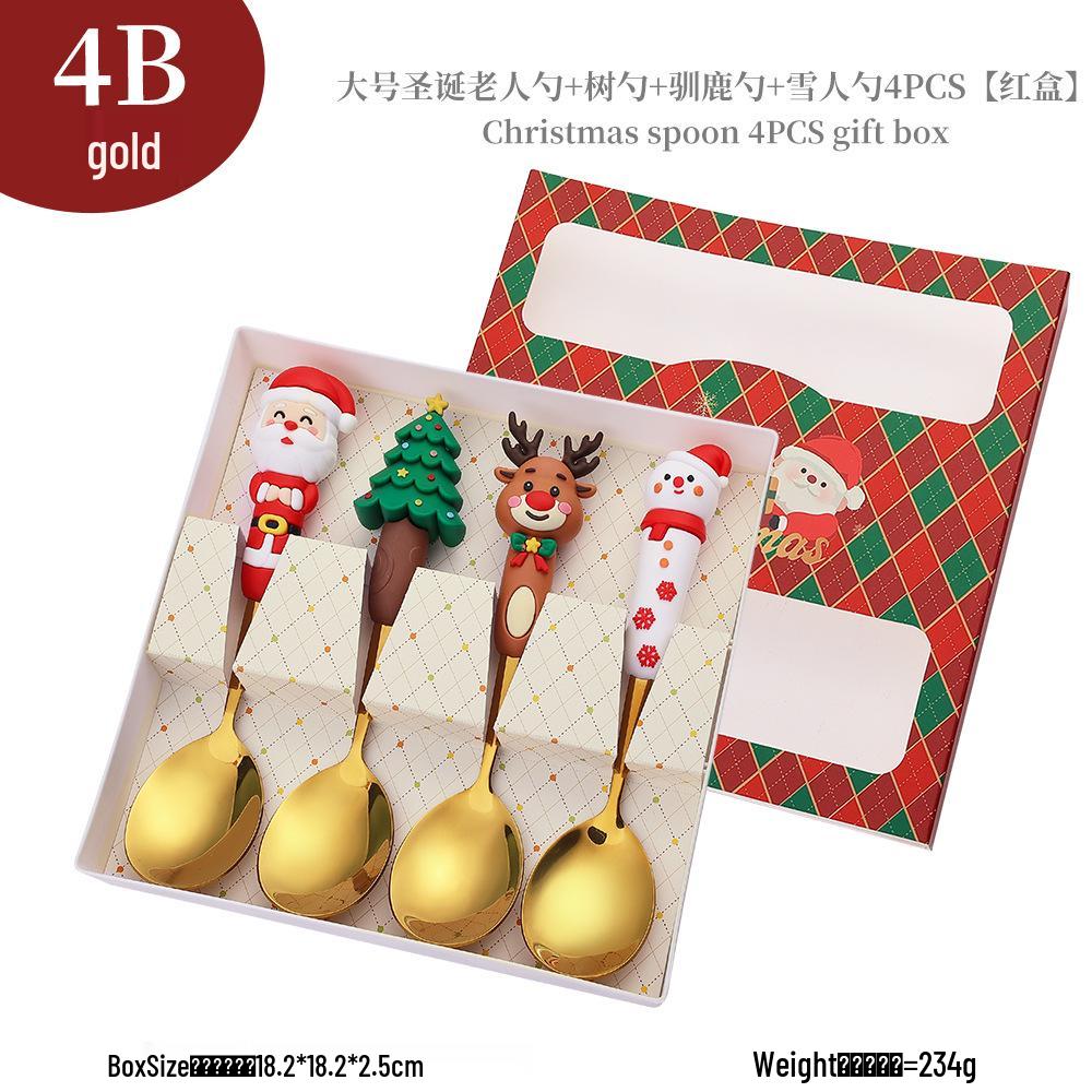 Cross-border Cute Cartoon Christmas Tree Cutlery Set: Spoon, Fork & Gift Box