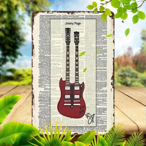 Jimmy Page Guitar Metal Tin Sign es Iron Wall Art DecorNEWAluminum 20x30cm(7.8x11.8inch)