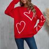 Women's Casual Fashion Round Neck Heart Sweater Knitted Bottoming Shirt