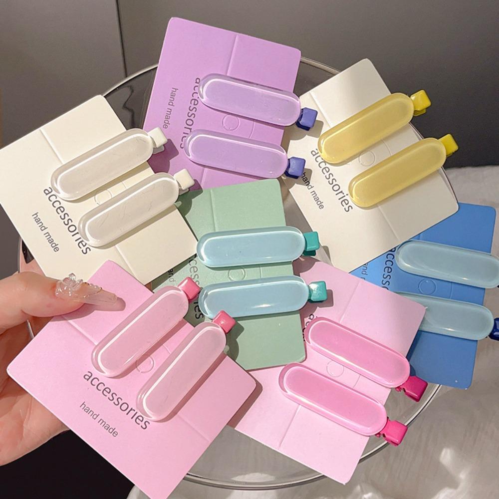 2pcs/set Oval Barrettes Hair Clips Small Headwear Sweet Side Clip  Women Girls