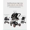 3-in-1 Baby Stroller Combined Car Seat Bassinet Trio Reversible Adjustable High Quality Puncture-proof Wheels Grey Handle.