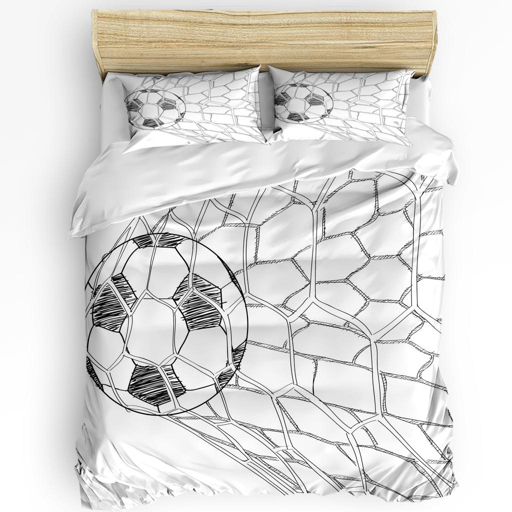 Soccer Football Net Sketch Printed Comfort Duvet Cover Pillow Case Home Textile Quilt Cover Boy Kid Teen Girl 3pcs Bedding Set