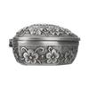Vintage Ringbox Zinklegierung Herzform Geschnitzte Blume Antik Halskette Ohrring Schmuck Aufbewahrungskoffer für Hochzeit Valentinstag