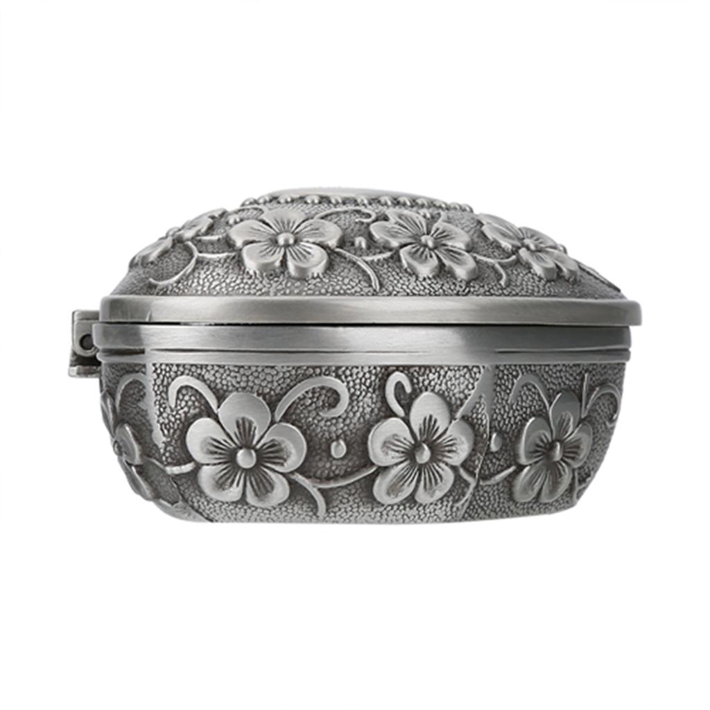 Vintage Ring Box Zinc Alloy Heart Shape Carved Flower Antique Necklace Earring Jewelry Storage Case for Wedding Valentine's Day