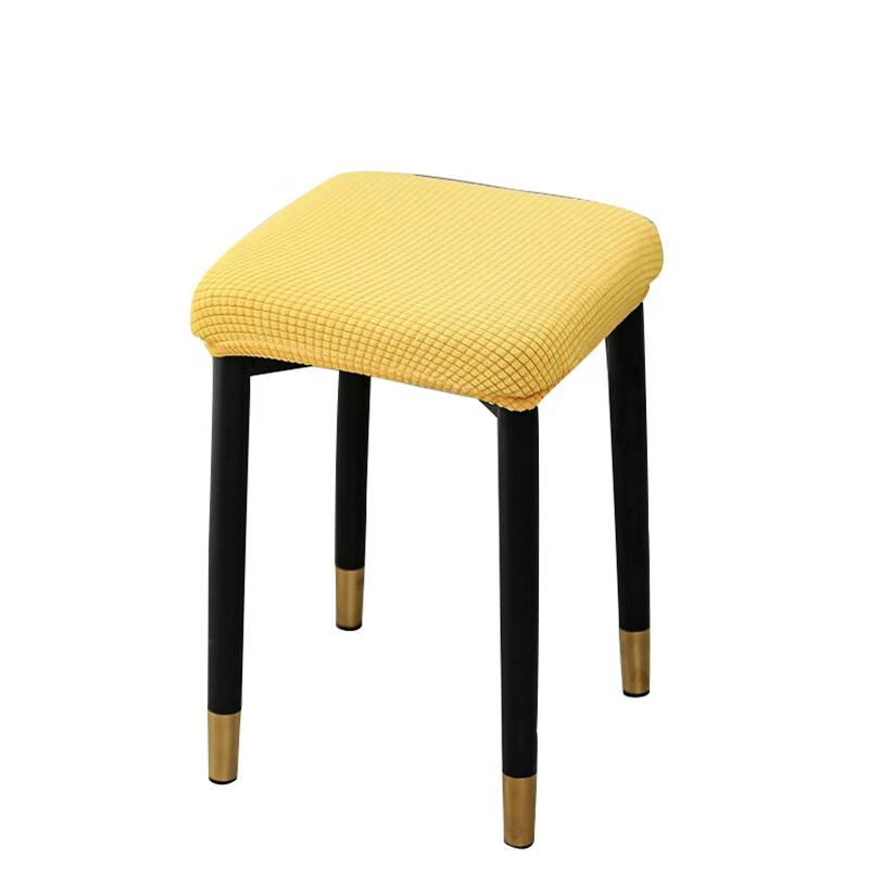 1Pc Stool Cover Elastic Square Seat Cover Removable Solid Color Dustproof Chair Covers Polyester Stool Chair Covers